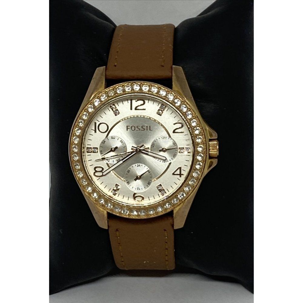 Fossil ES3466 Women's Brown Leather Analog Dial Qu